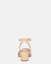 HIROE - sandali beige con tacco in ecopelle con cinturino