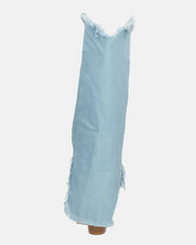 LEYRE - stivale in ecopelle bianca con risvolto lungo in denim