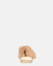 MIDORI - pantofole beige con pelliccia e camoscio