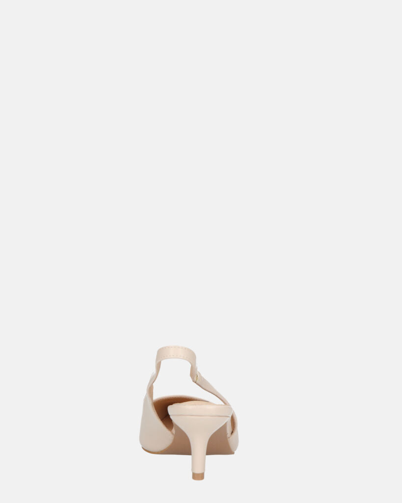 BEVERLIE - decollete con tacco in ecopelle beige