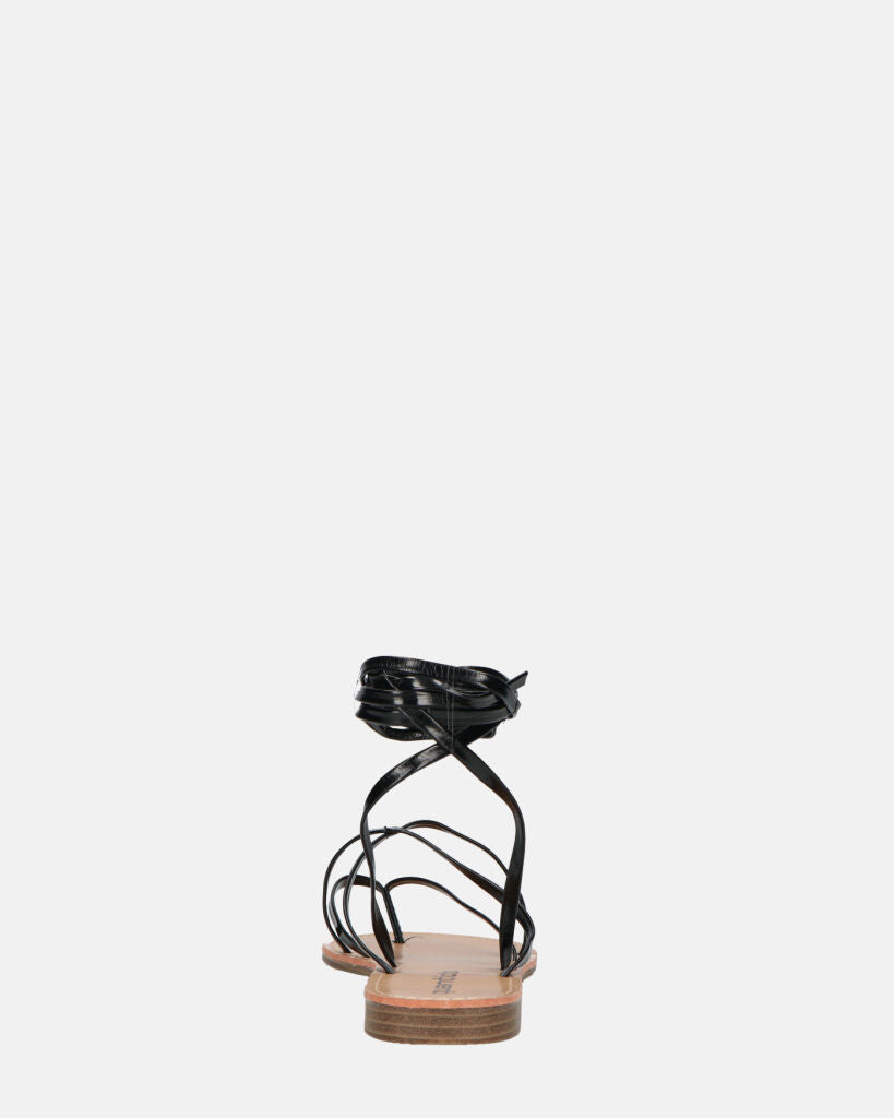 CRESSIDA - sandali bassi beige con cordini nero