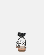 CRESSIDA - sandali bassi beige con cordini nero