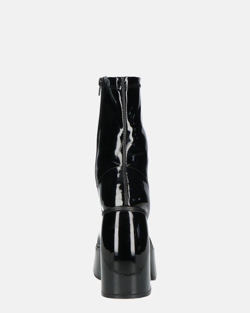 MYA - stivaletti platform con tacco alto in glassy nero