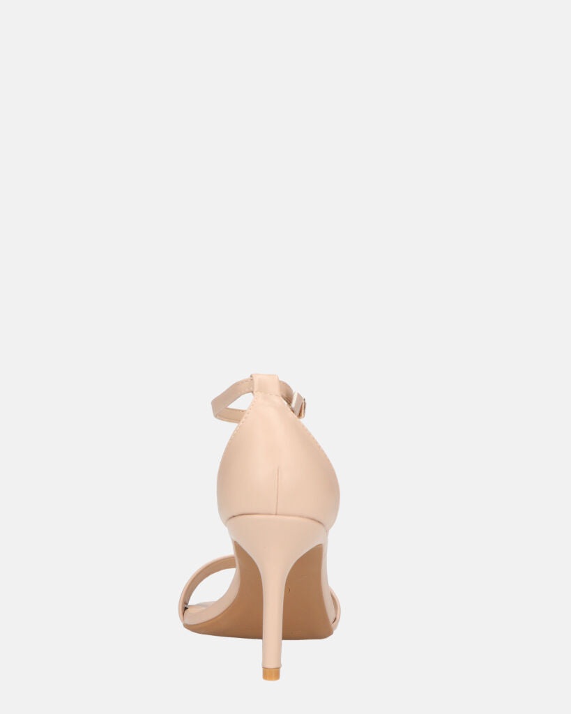 ONA - sandali con tacco a spillo in ecopelle beige con cinturino