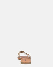 NURY - sandali bassi con strisce beige e gemme