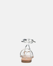 CRESSIDA - sandali bassi beige con cordini argento