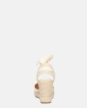 ALMA - compensées compensées en paille avec lacets en tissu beige