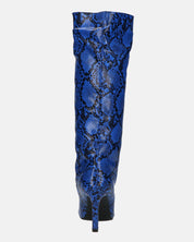 CAROLINE - stivale alto con tacco in blu pitonato