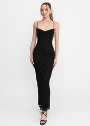 LOREN - vestito lungo con corpetto in pizzo nero