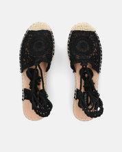SHIRLEY - sandali platform con decorazioni in tessuto nero