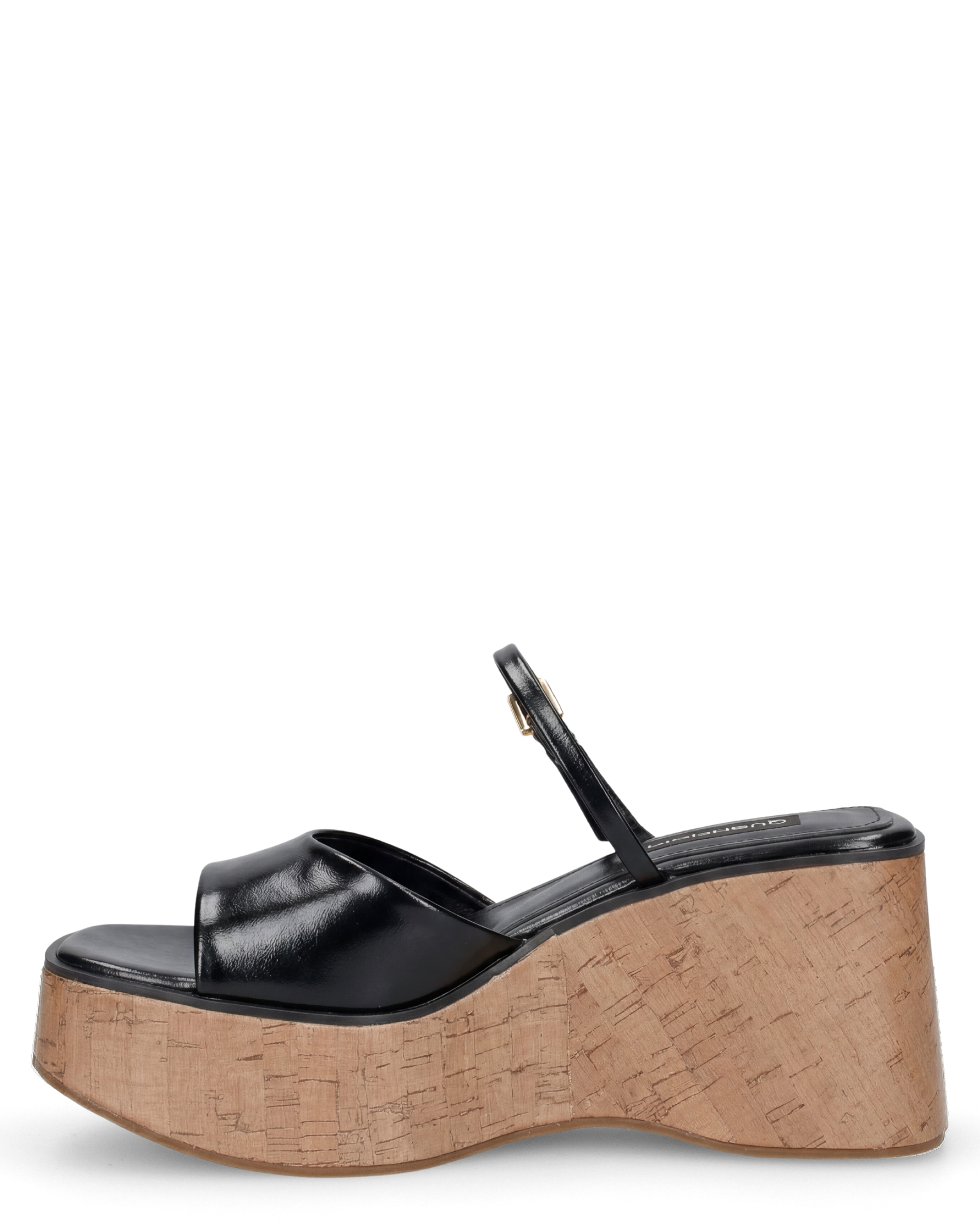 NAILA - sandali platform neri con suola effetto sughero e cinturino regolabile