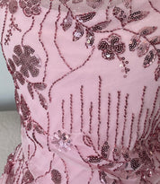 CLARY - abito midi ricamato in paillettes rosa