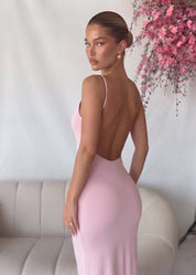 DARSEN - vestito midi effetto sculpt in rosa con scollo su schiena
