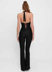 KENZIE - tuta jumpsuit effetto pizzo con scollatura profonda