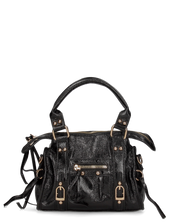 SKYLAR - borsetta a mano nera con chiusura zip e frangette