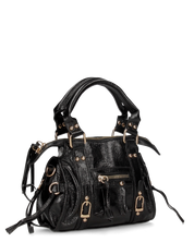 SKYLAR - borsetta a mano nera con chiusura zip e frangette