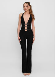 KENZIE - tuta jumpsuit effetto pizzo con scollatura profonda