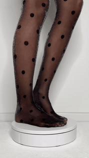SHIMMER - collant glitter argento nero con pois neri