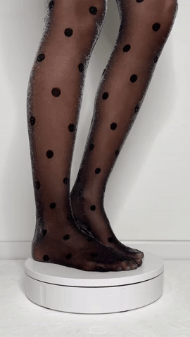 SHIMMER - collant glitter argento nero con pois neri