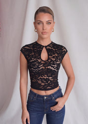 IMMY - top in pizzo con scollo stile qipao