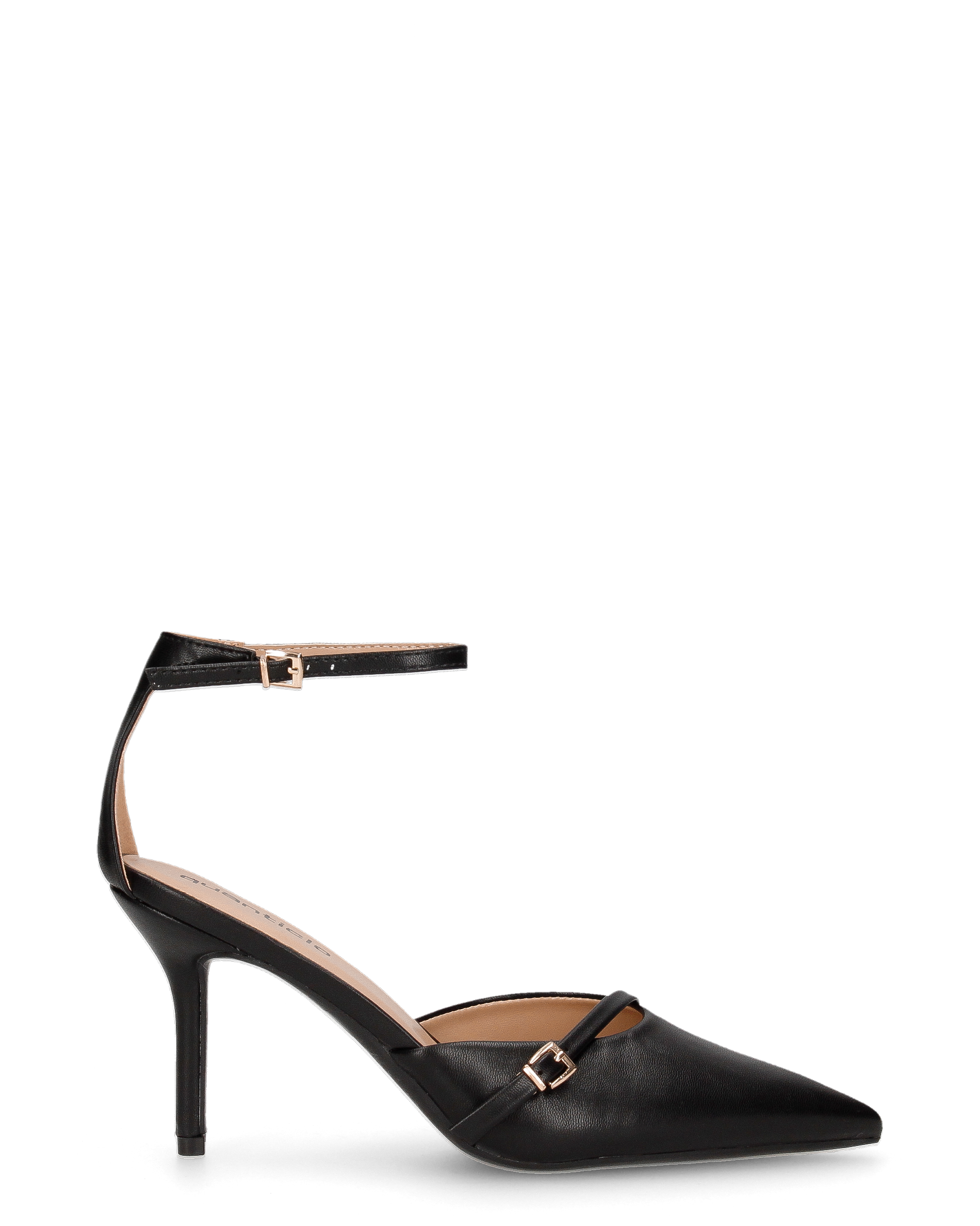 KARI - décolleté nere a punta con cinturino alla caviglia e fibbie