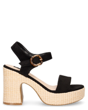 LIZZIE - sandali neri con platform beige in materiale intrecciato