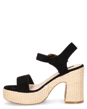 LIZZIE - sandali neri con platform beige in materiale intrecciato
