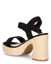 LIZZIE - sandali neri con platform beige in materiale intrecciato