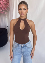 LAEL - body marrone con scollo a goccia
