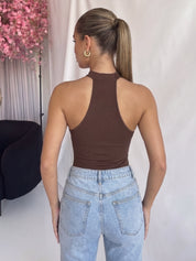 LAEL - body marrone con scollo a goccia
