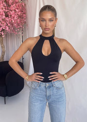 LAEL - body nero con scollo a goccia