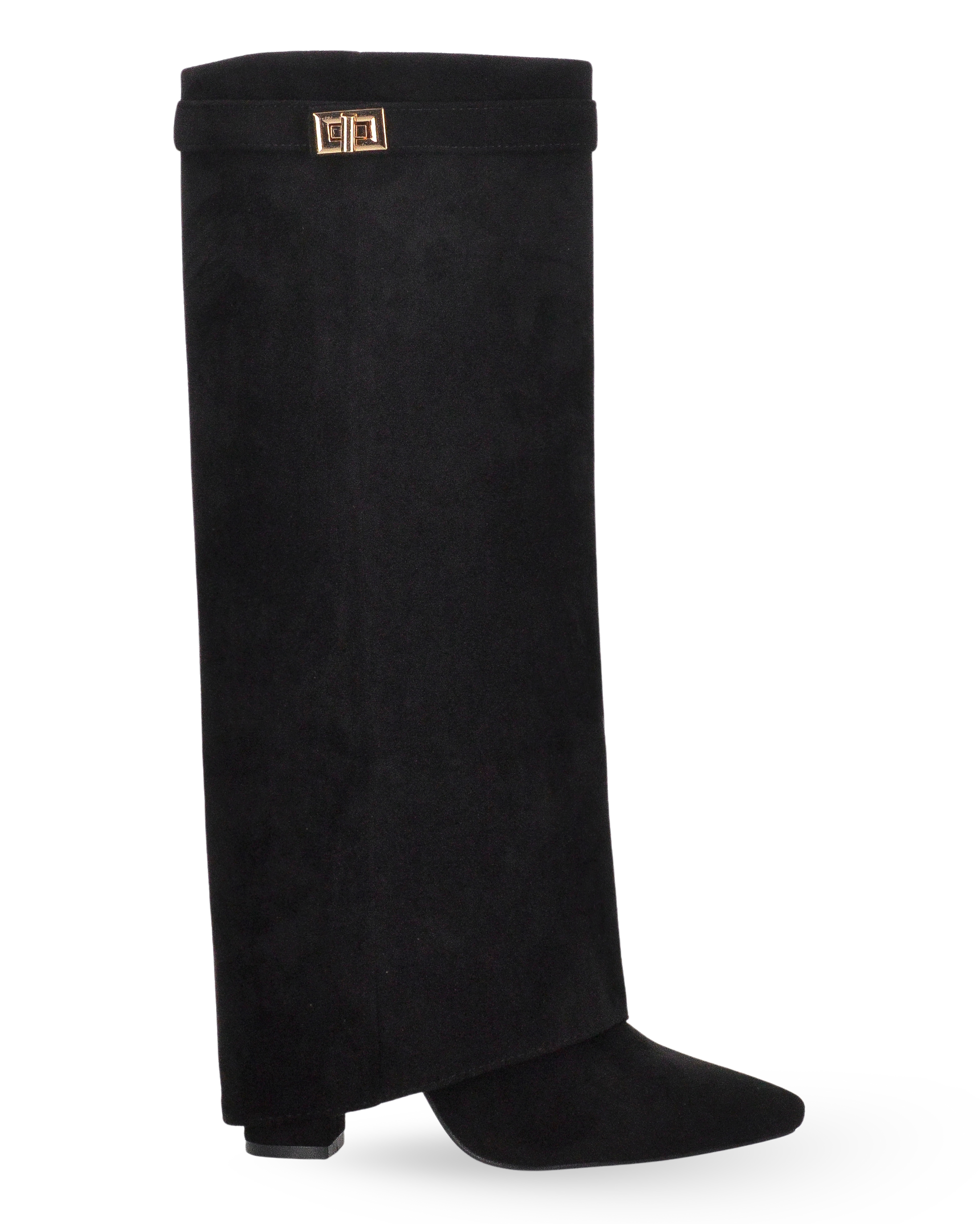 LILY - stivali alti in camoscio nero con risvolto