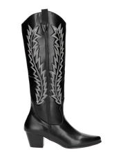 LUCITA - camperos alti in nero con disegni ricamati bianchi