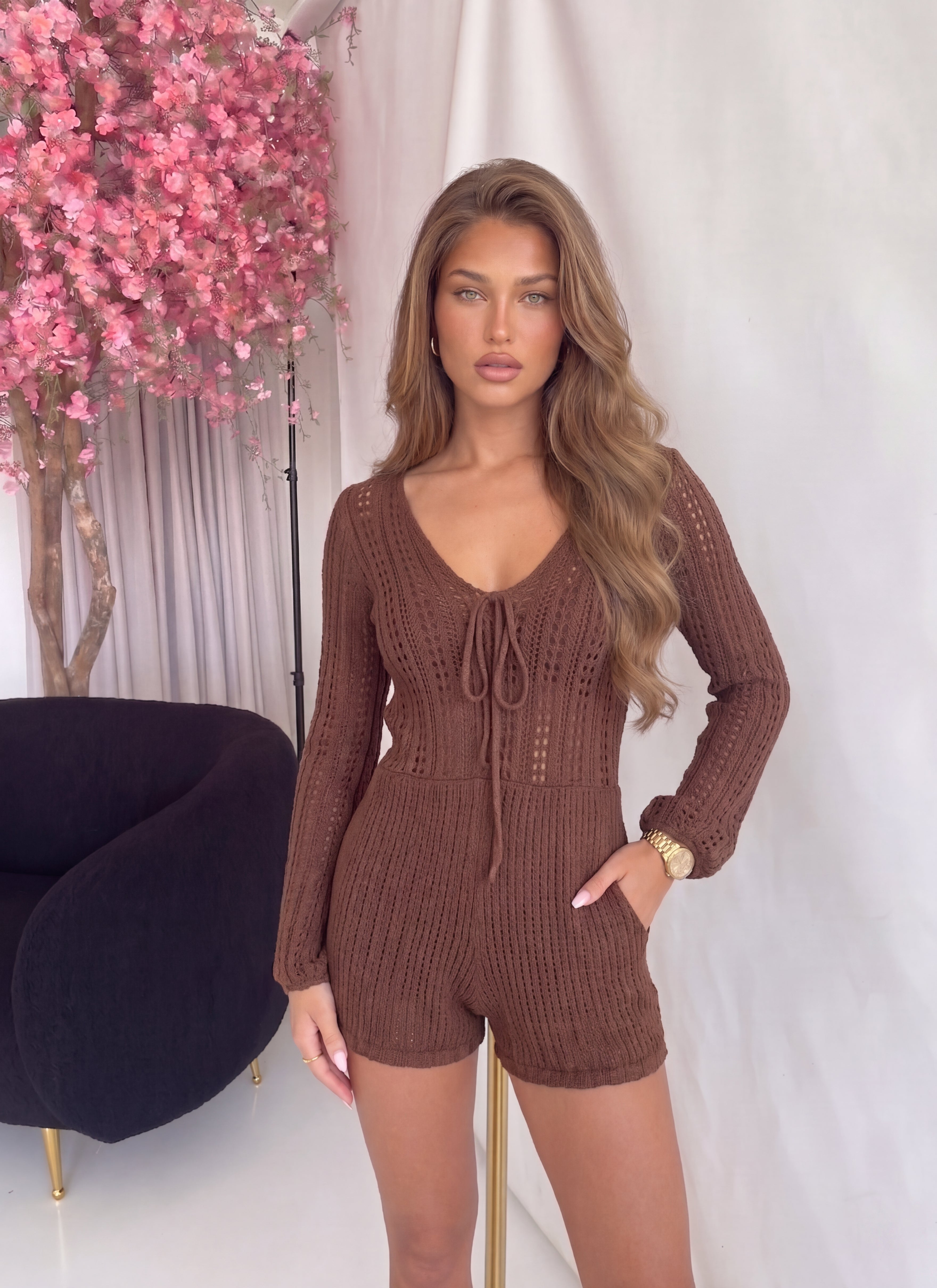 NIKY - tutina corta crochet marrone