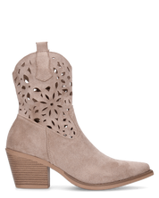 EMA - stivaletti texani khaki traforati con tacco a blocco