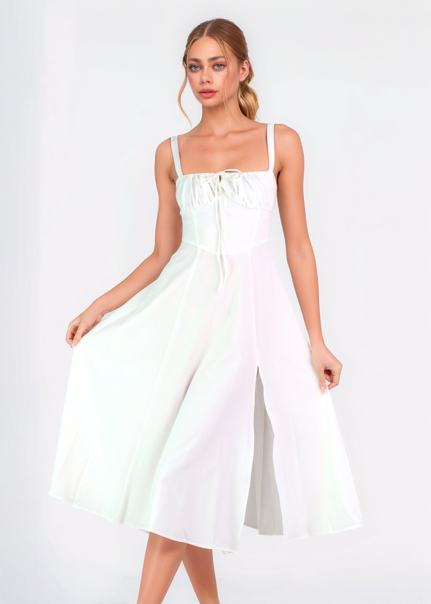 ORNELLA - vestito midi ampio in bianco