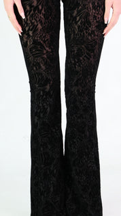 TESSA - co-ord set in nero con corpetto e pantaloni flare con trama in rilievo