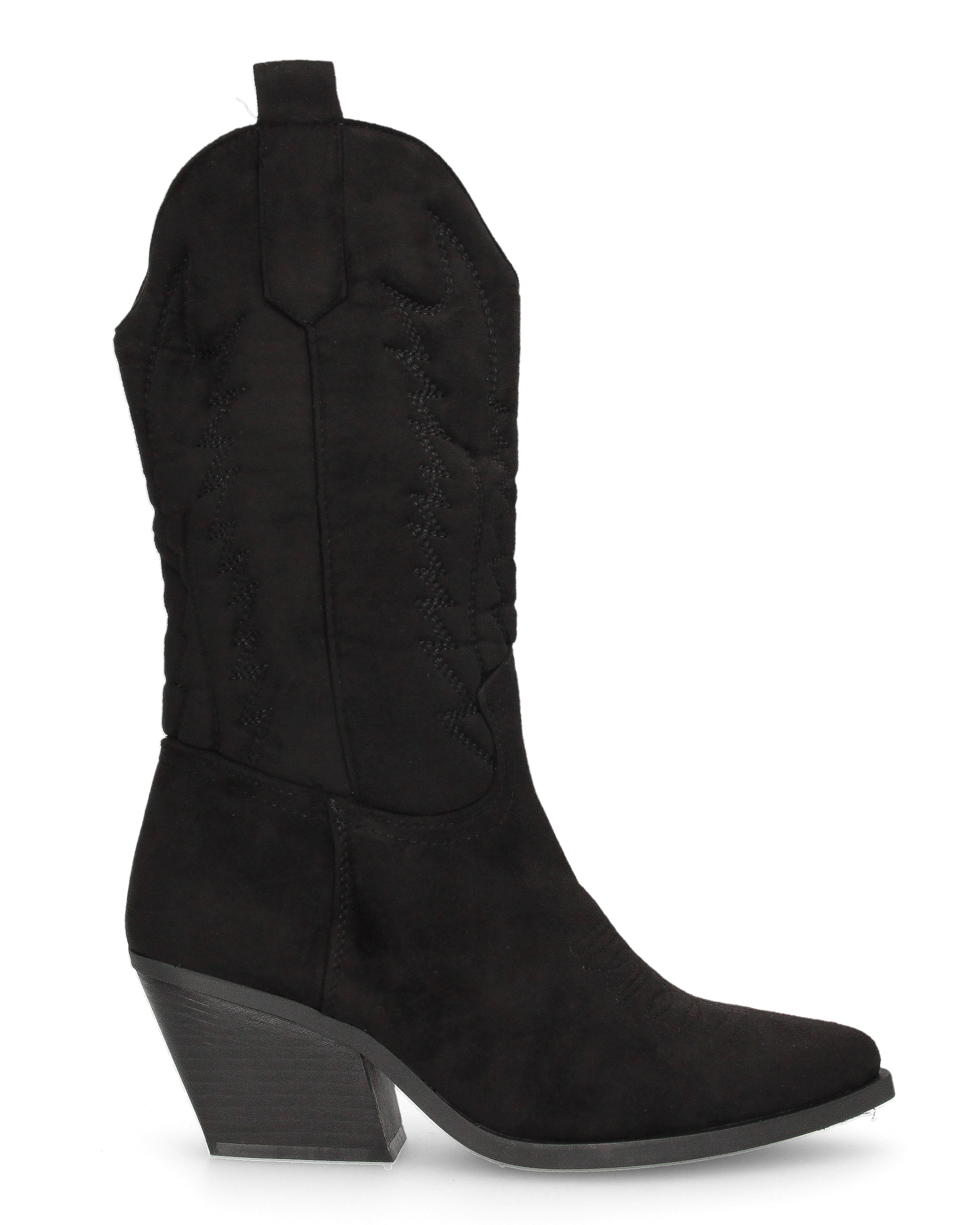 VITA - stivali camperos texani in tessuto scamosciato nero