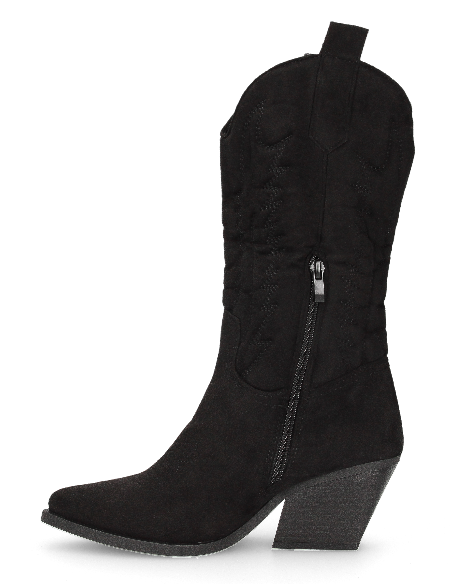 VITA - stivali camperos texani in tessuto scamosciato nero