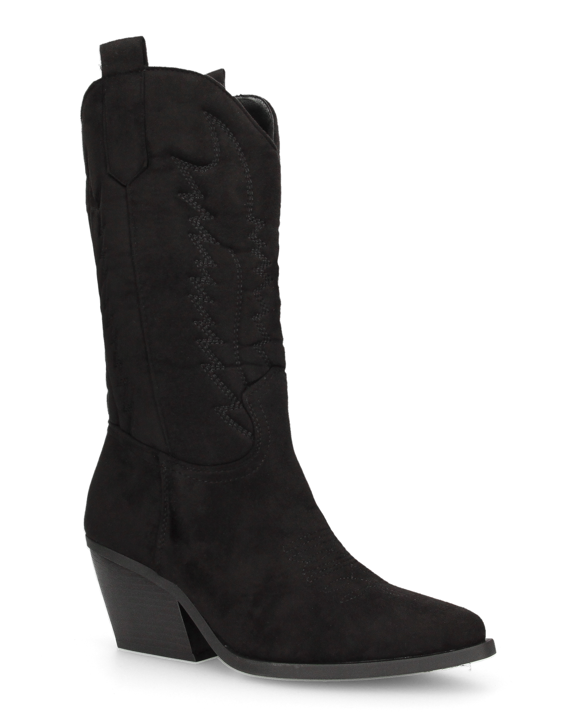 VITA - stivali camperos texani in tessuto scamosciato nero