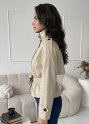 SIENA - giacca effetto pelle collo coreana in beige