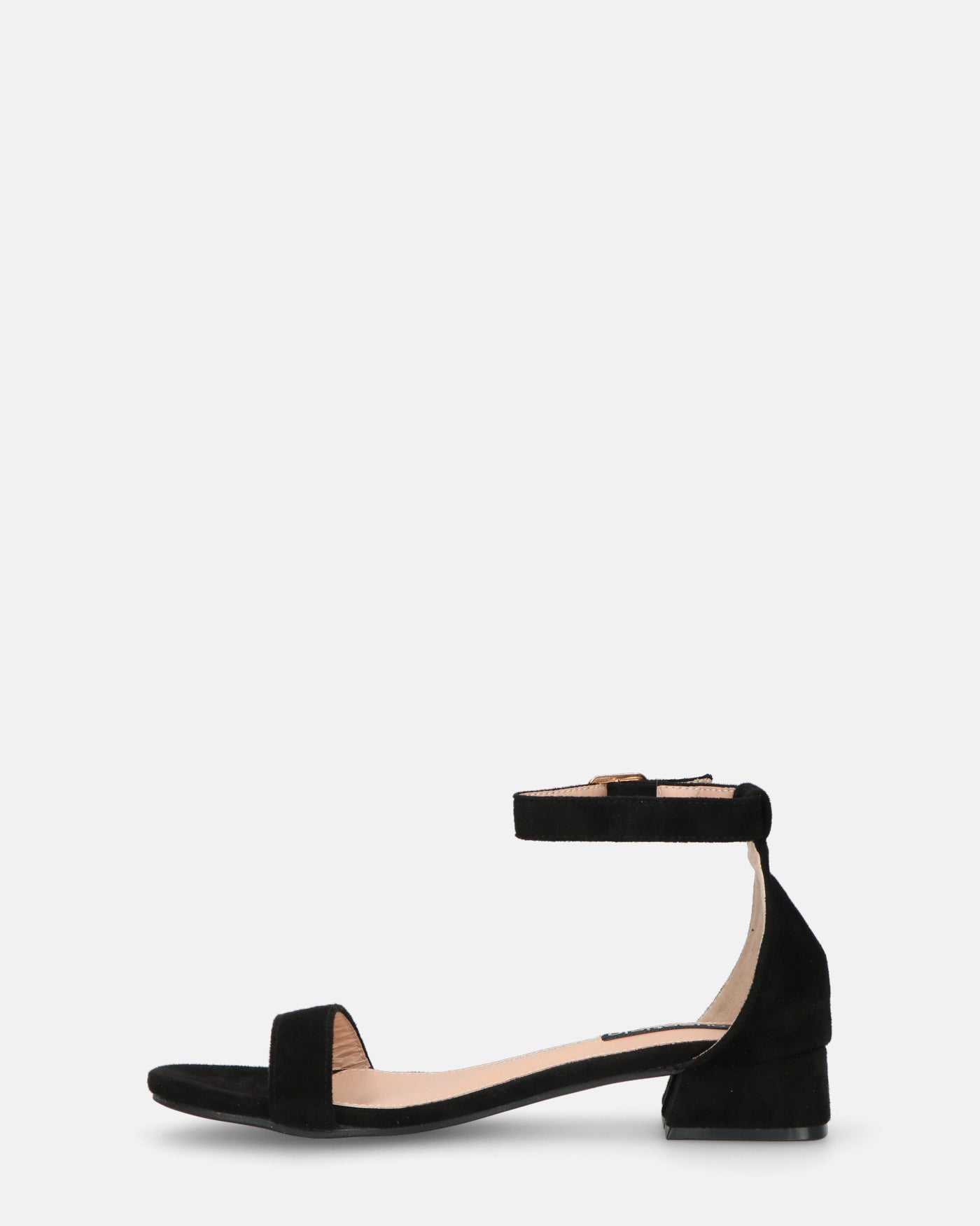 WANDA - sandali con tacco basso in camoscio nero