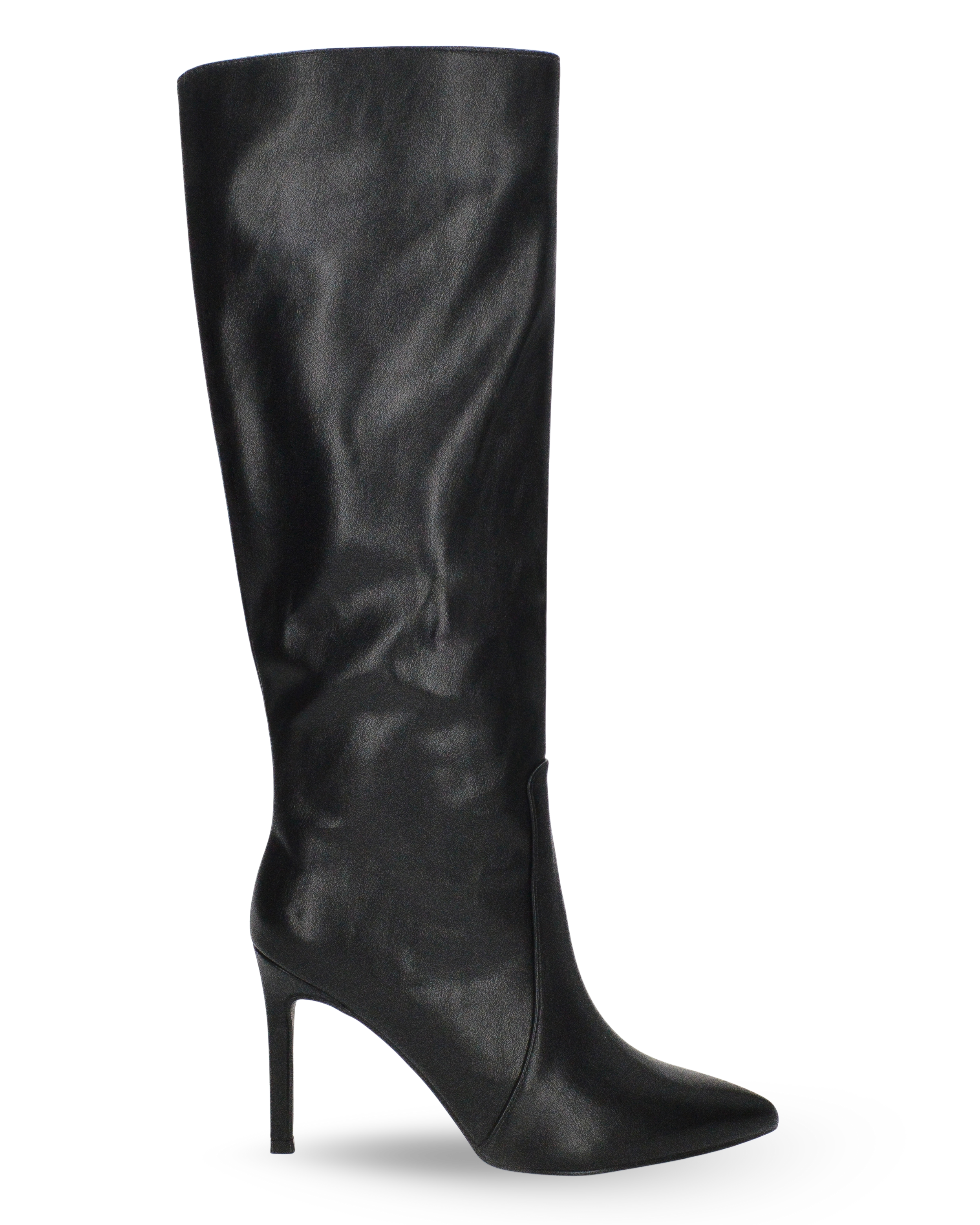 ZOFIA - Stivale alto sotto al ginocchio in ecopelle nero con tacco stiletto