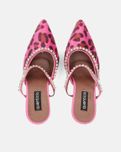 PERAL - scarpa con tacco in leopardato rosa con gemme