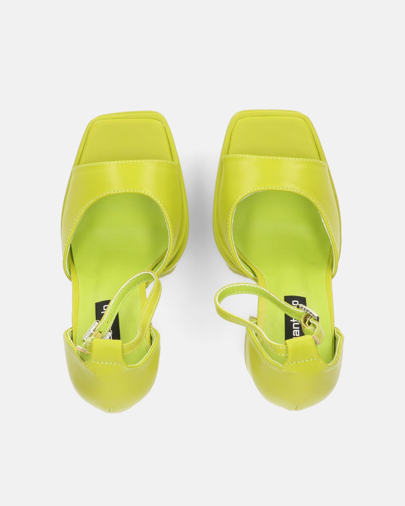 AVA - sandali con tacchi alti in ecopelle verde e gemme nel cinturino
