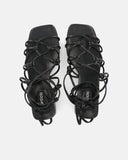 KAYLEE - sandali neri con lacci in ecopelle