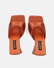 KAMELYA - sandali con tacco squadrato in lycra color rame