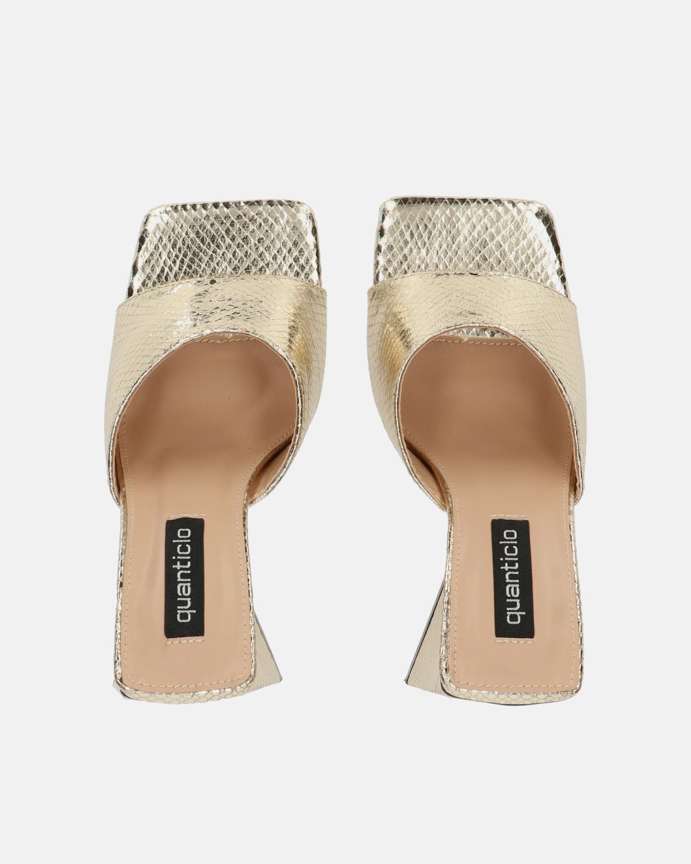 BUKET - sandali con tacco in oro pitonato