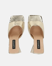 BUKET - sandali con tacco in oro pitonato