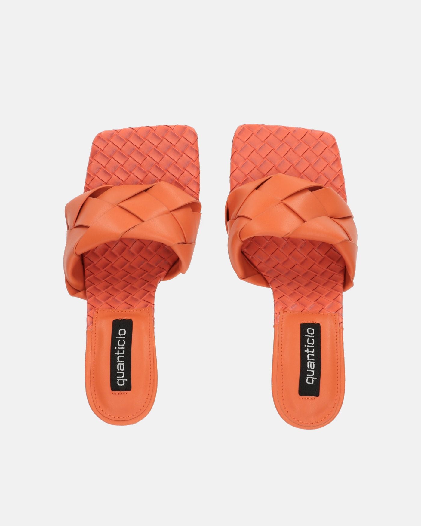 ENRICA - sandalo in pelle arancio intrecciata con tacco